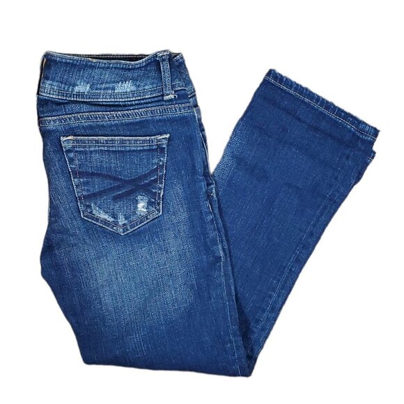 🚨003 Aeropostale Distressed Cropped Denim Capri - Picture 1 of 7